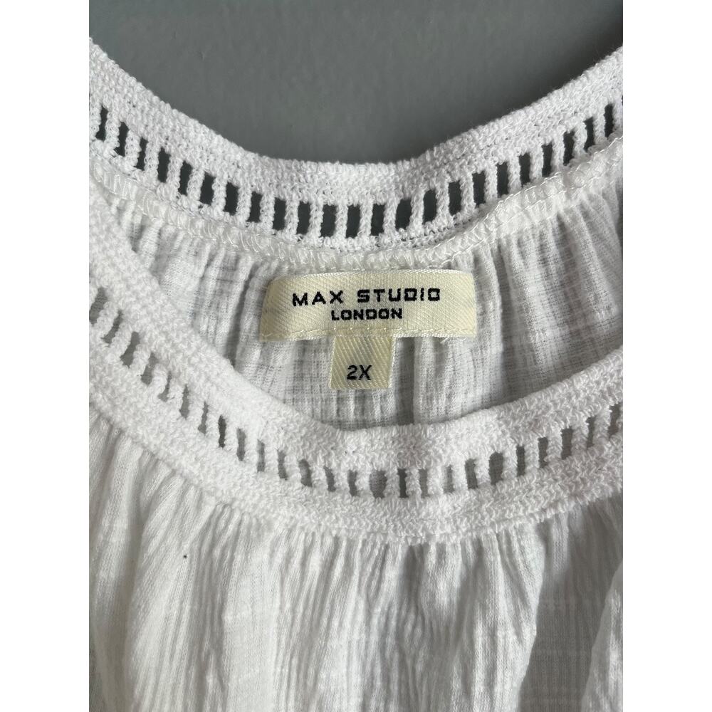 Max Studio White Short-Sleeve Ruffle Blouse - Picture 2 of 6